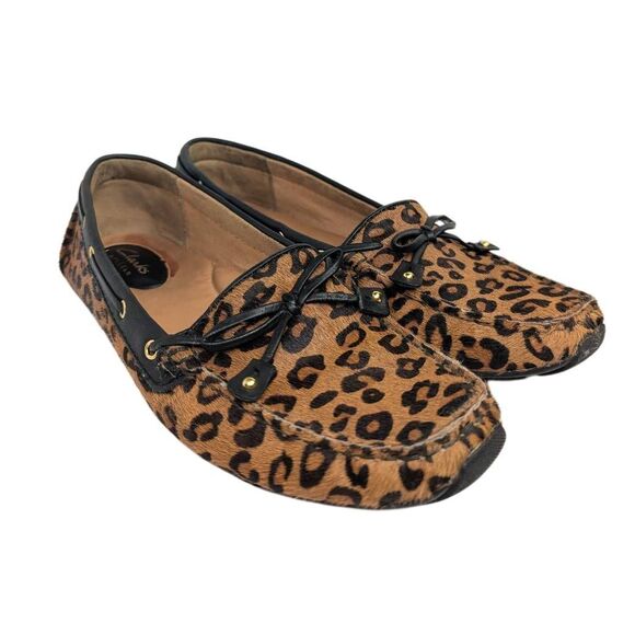 Clarks Shoes - Clarks Dunbar cruiser calf hair animal leather boat loafer moccasins slip on 8.5